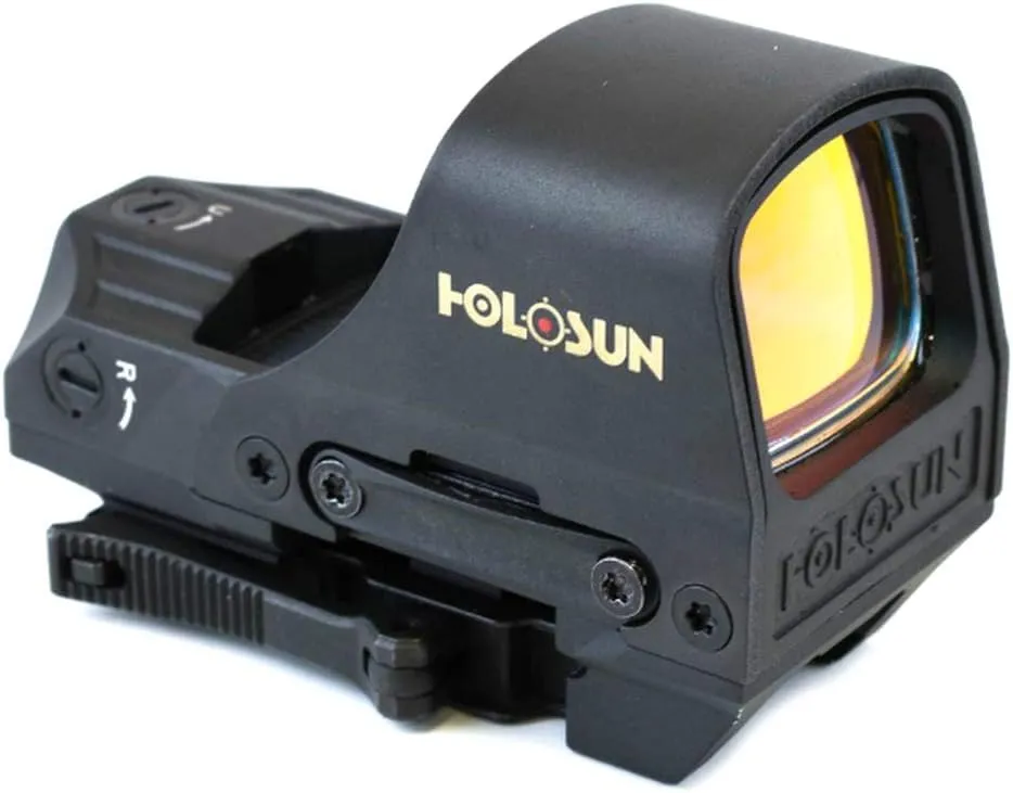 HOLOSUN HE510C-GR / HS510C Multi-Reticle 2 MOA Dot & 65 MOA Circle Open Reflex Sight for Long Guns - Solar FailSafe Shake-Awake Waterproof Sight with 12 Brightness Settings - Red/Green Dot Options