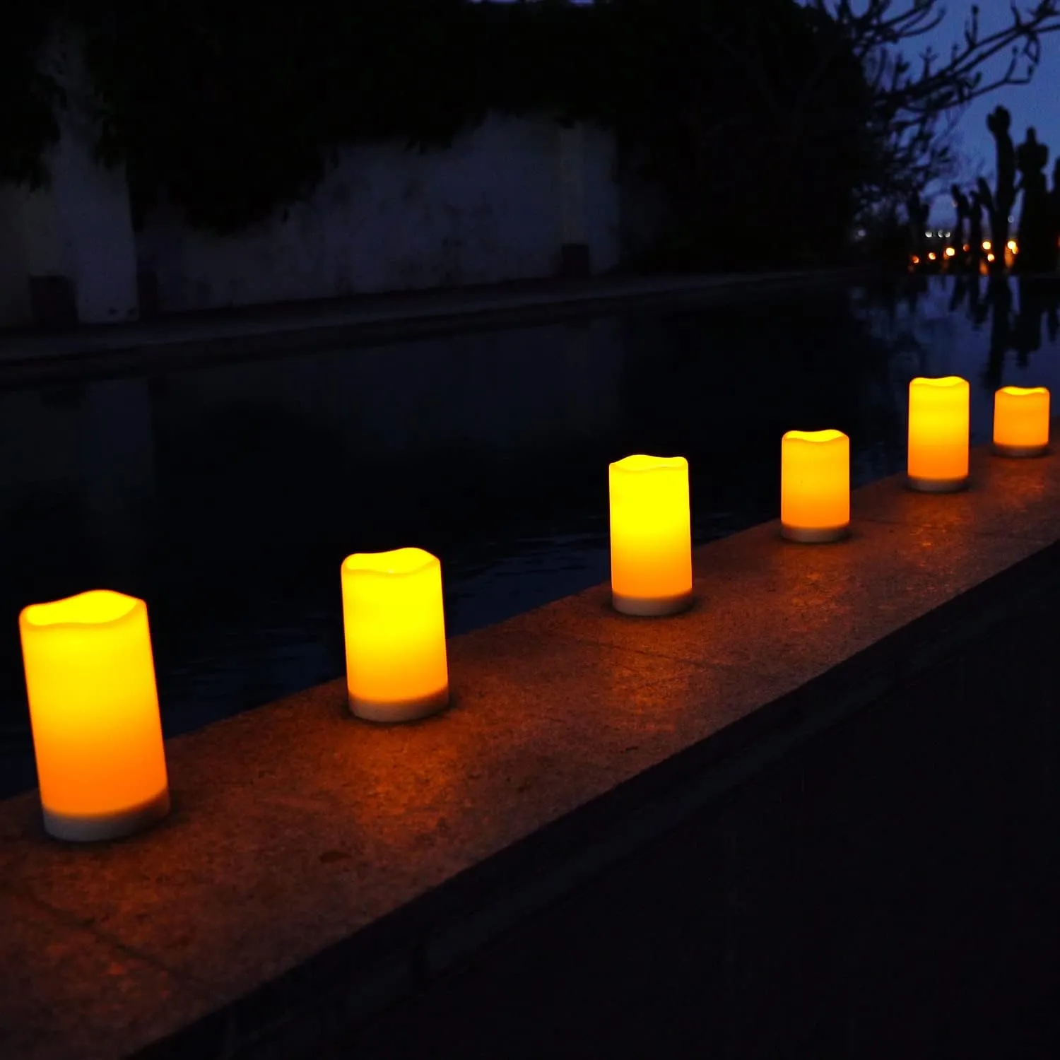 Homemory Solar Powered Candles Outdoor Waterproof, Flickering Glow, Rechargeable Candles, Solar Powered Candles for Outside, Lanterns, Sensor Only, Dusk to Dawn, Set of 3