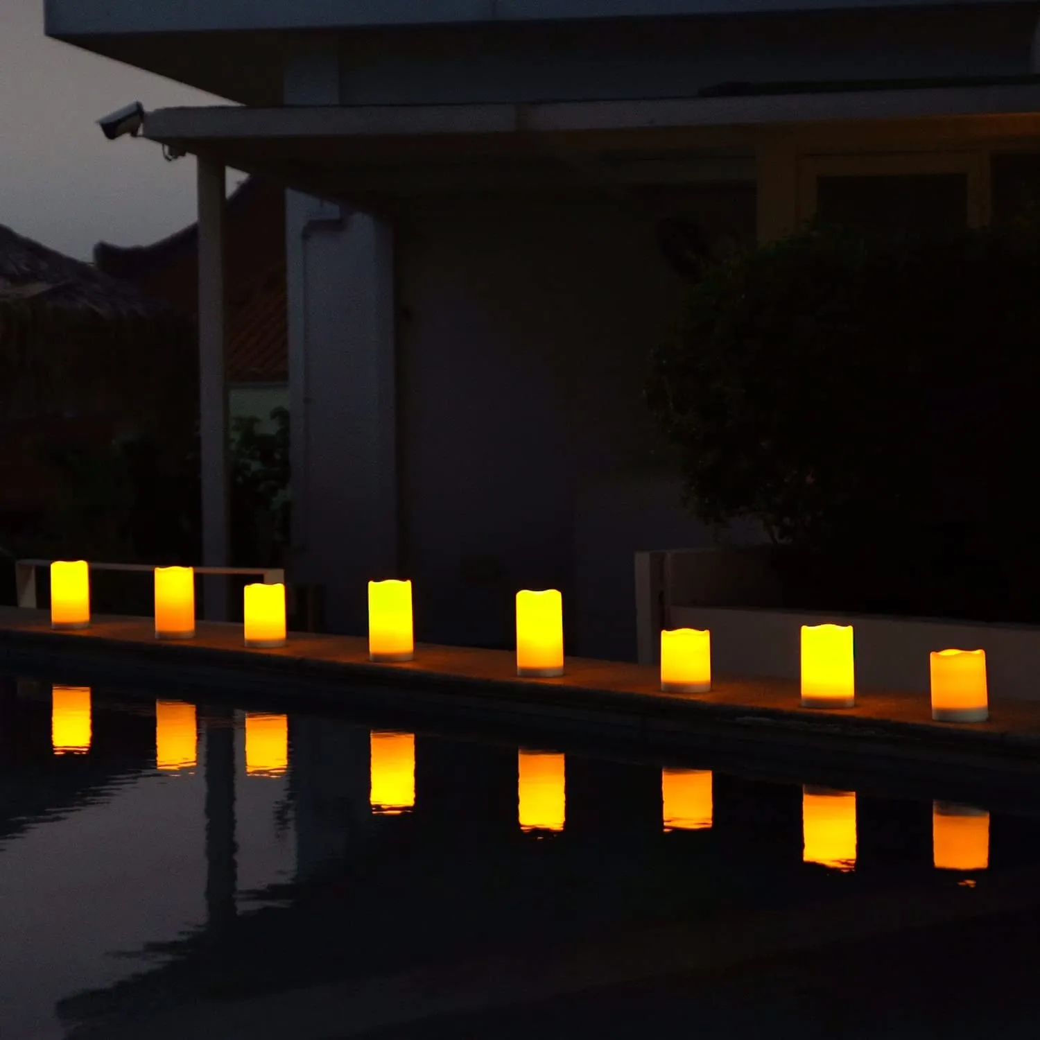 Homemory Solar Powered Candles Outdoor Waterproof, Sensor Only, Dusk to Dawn, Solar Powered Candles for Outside, Lanterns, 3.25"x4"5"6", Set of 3