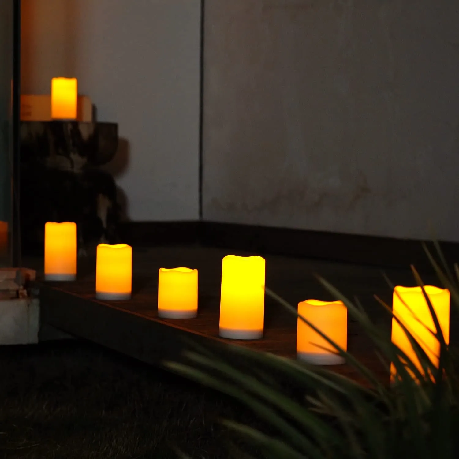 Homemory Solar Powered Candles Outdoor Waterproof, Sensor Only, Dusk to Dawn, Solar Powered Candles for Outside, Lanterns, 3.25"x4"5"6", Set of 3