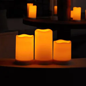 Homemory Solar Powered Candles Outdoor Waterproof, Sensor Only, Dusk to Dawn, Solar Powered Candles for Outside, Lanterns, 3.25"x4"5"6", Set of 3