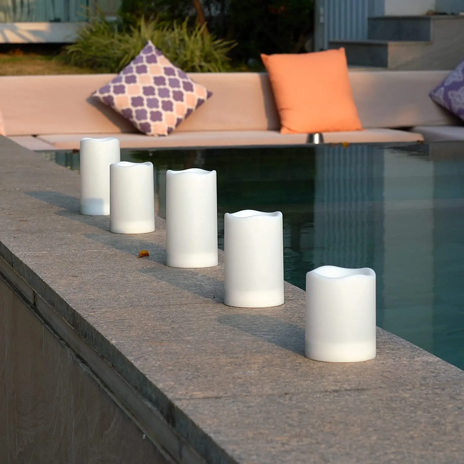 Homemory Solar Powered Candles Outdoor Waterproof, Sensor Only, Dusk to Dawn, Solar Powered Candles for Outside, Lanterns, 3.25"x4"5"6", Set of 3