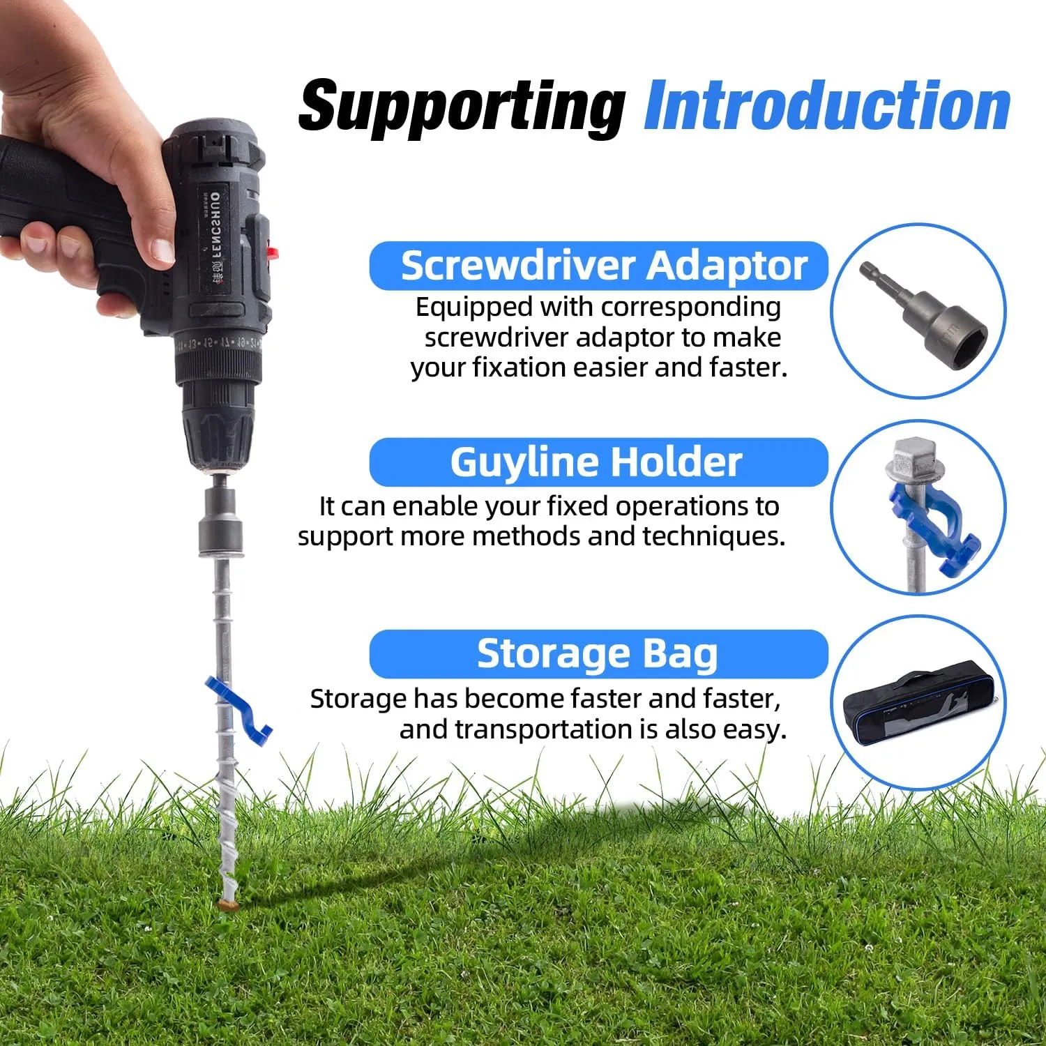 Homeon Wheels Camping Ground Anchors Aluminum Screw Heavy Duty Metal Non-Rust Cast Tent Anchors for Securing Animals, Tent, Canopies, Sheds, Swing Sets, Car Ports, Trampoline 11.81in 7.87in