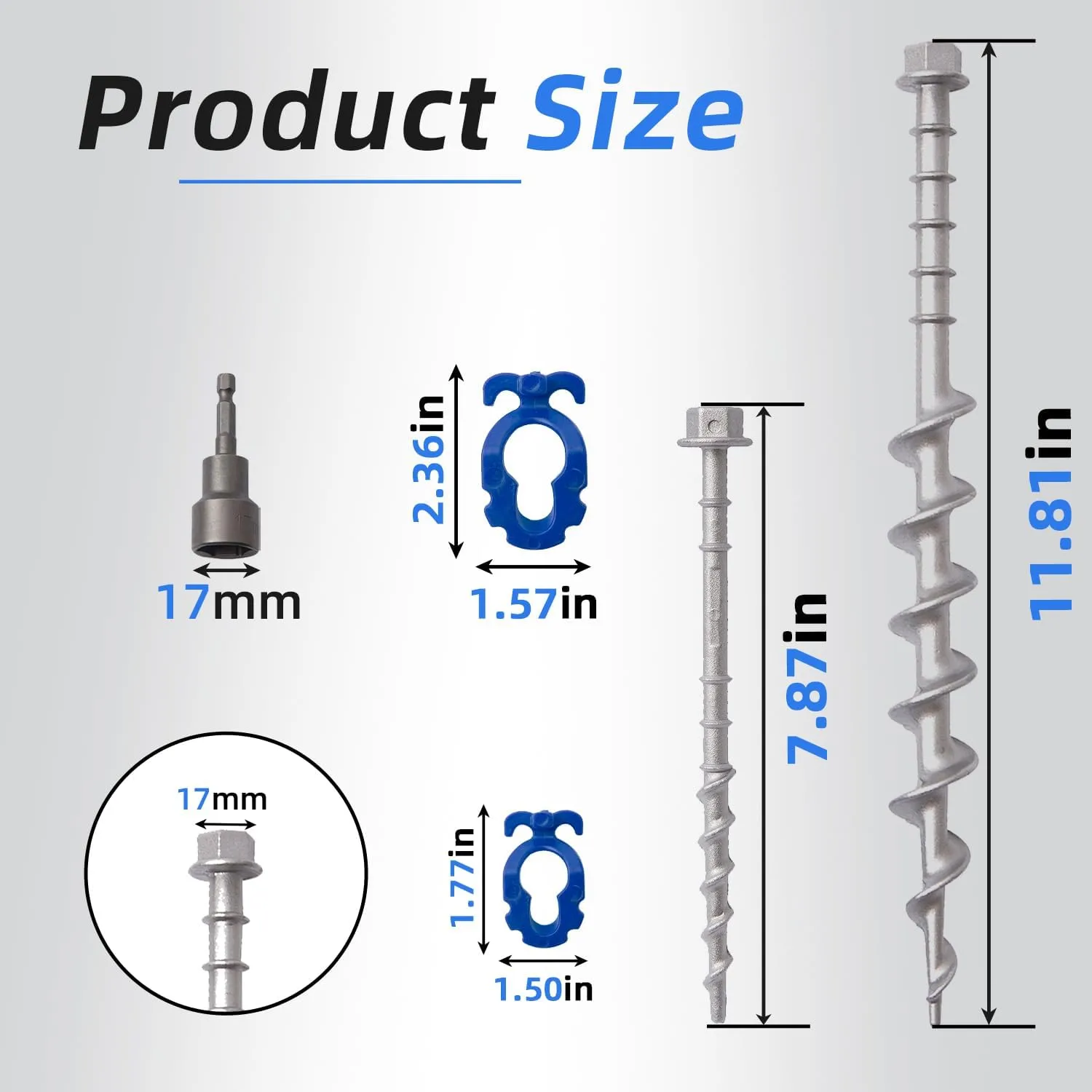 Homeon Wheels Camping Ground Anchors Aluminum Screw Heavy Duty Metal Non-Rust Cast Tent Anchors for Securing Animals, Tent, Canopies, Sheds, Swing Sets, Car Ports, Trampoline 11.81in 7.87in