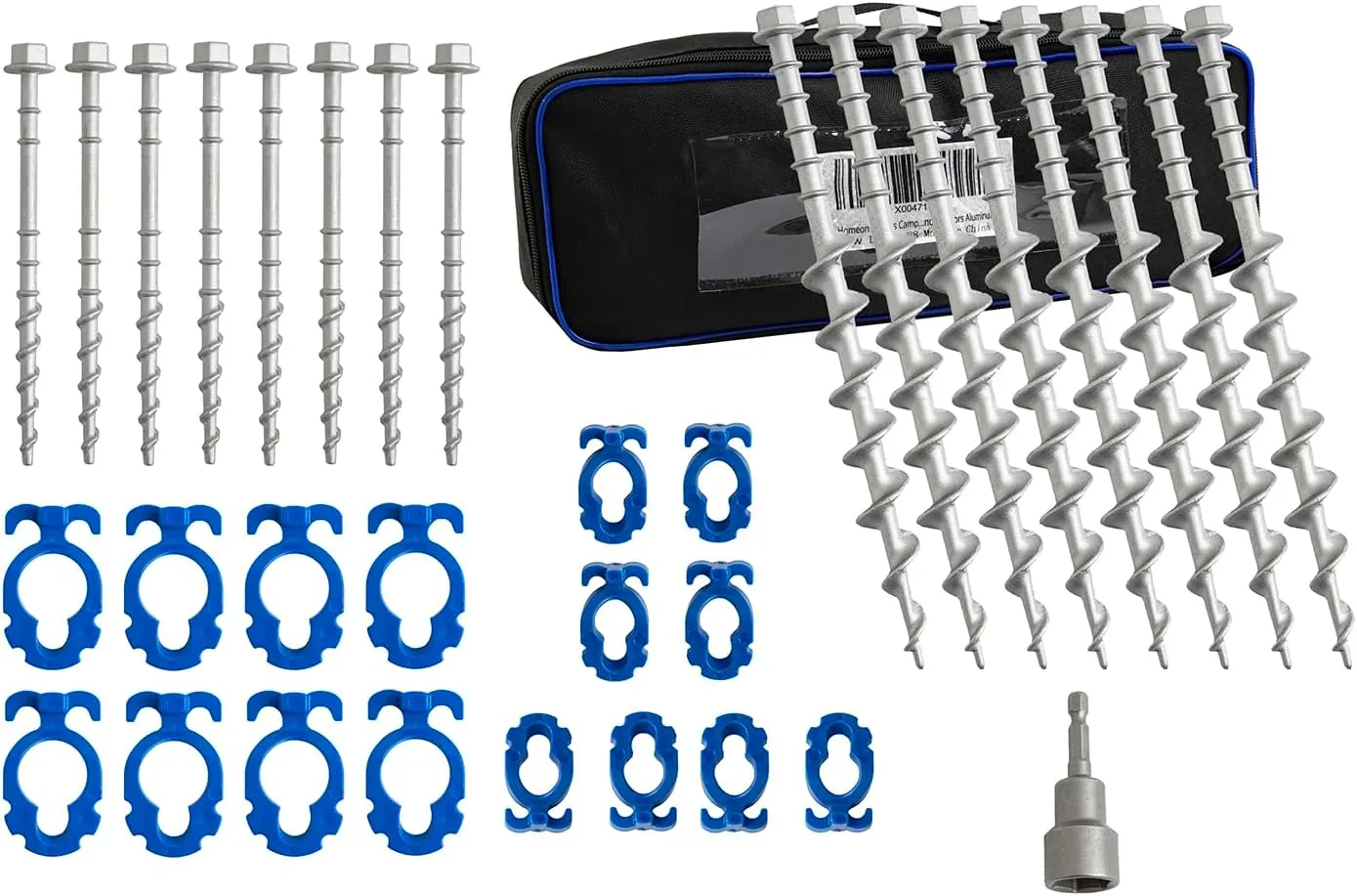 Homeon Wheels Camping Ground Anchors Aluminum Screw Heavy Duty Metal Non-Rust Cast Tent Anchors for Securing Animals, Tent, Canopies, Sheds, Swing Sets, Car Ports, Trampoline 11.81in 7.87in