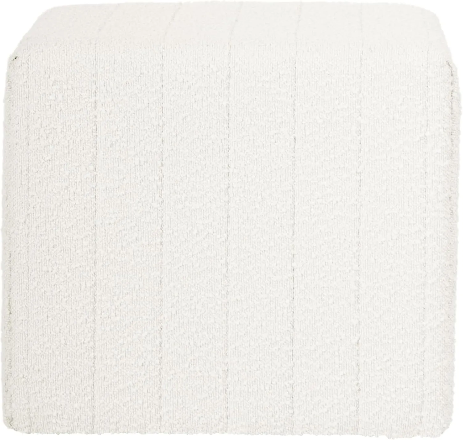 HomePop Modern Channel Tufted Ottoman Home Décor|Ottoman for Living Room & Bedroom - Cream Boucle