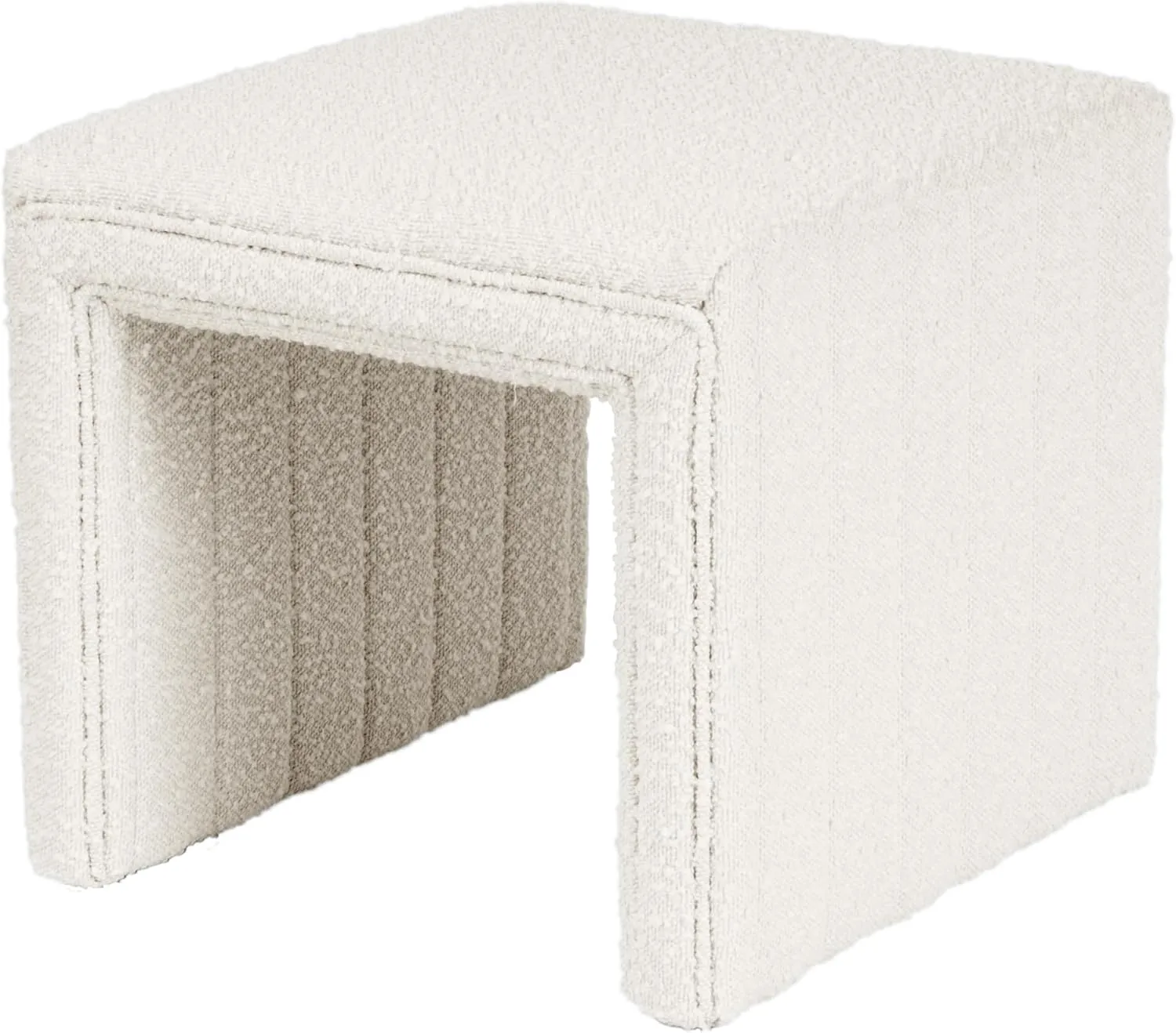 HomePop Modern Channel Tufted Ottoman Home Décor|Ottoman for Living Room & Bedroom - Cream Boucle