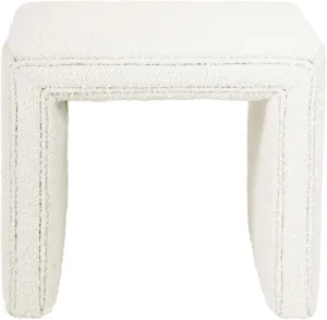 HomePop Modern Channel Tufted Ottoman Home Décor|Ottoman for Living Room & Bedroom - Cream Boucle