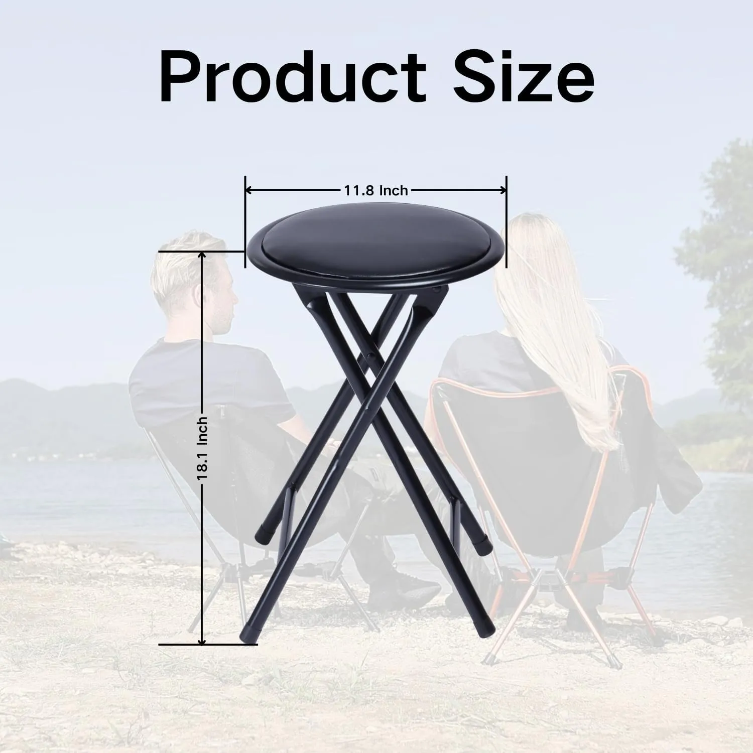 Homy Casa Folding Fishing Stool with Padded Seat, Portable & Lightweight Boat Seat, Space-Saving Stool for Fishing, Camping & Outdoor Adventures, Black (1PC)