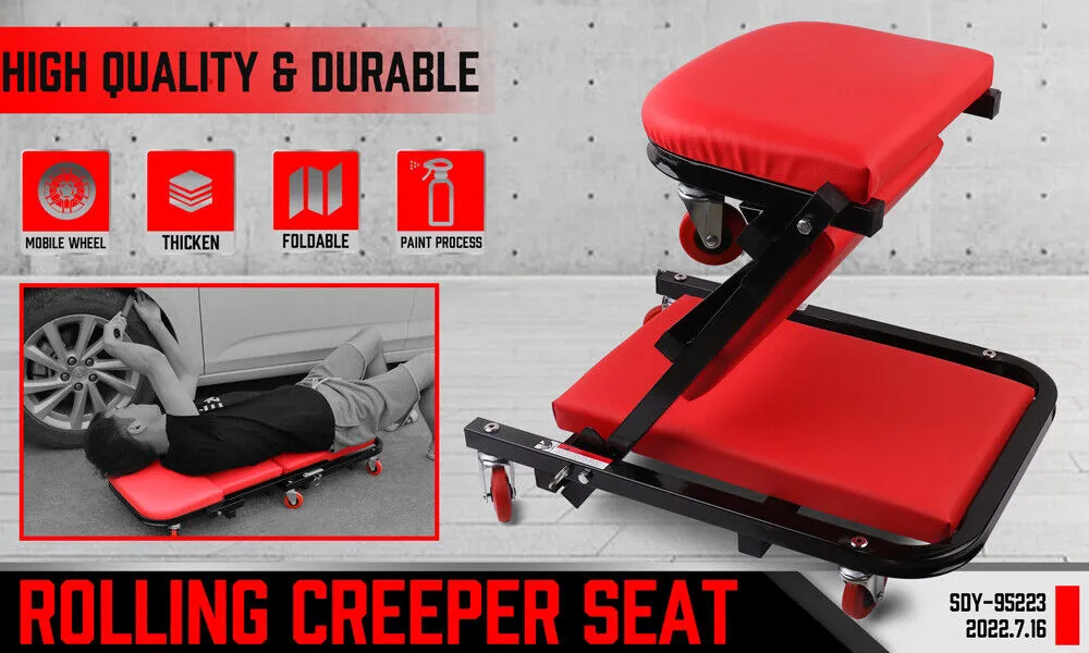 HORUSDY 100cm Z Creeper Seat - Foldable Rolling Stool Mechanic Chair for Workshop Garage