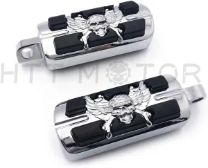 HTTMT MT216-060- Motorcycle Chrome Zombie Pirate Foot Pegs Compatible with most models w/Harley male mount-style footpeg supports Dyna Touring