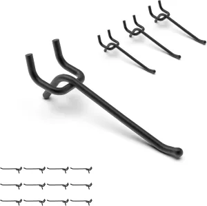 HUHOLE Black Pegboard Hooks 4 Inch, 25PC, Heavy Duty Pegboard Hooks, Fit 1/4" Peg Board