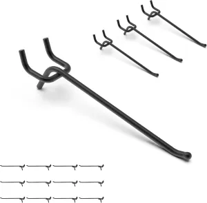 HUHOLE Black Pegboard Hooks 6 Inch, 25PC, Heavy Duty Pegboard Hooks, Fit 1/4" Peg Board
