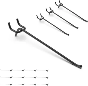 HUHOLE Black Pegboard Hooks 8 Inch, 25PC, Heavy Duty Pegboard Hooks, Fit 1/4" Peg Board