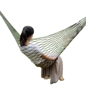 HULIANFU Portable Nylon Mesh Hammock Sleeping Bed For Outdoor Travel Camping Blue Green Red Hanging Folding Patio Swing Chair Furniture
