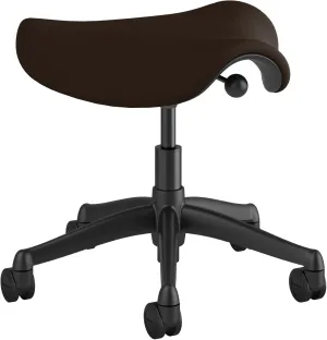 Humanscale Freedom Saddle Stool Seat Chair F300 - Graphite Frame Dark Brown Corde 4 Textile F300GCF21 - Soft Hard Floor Casters