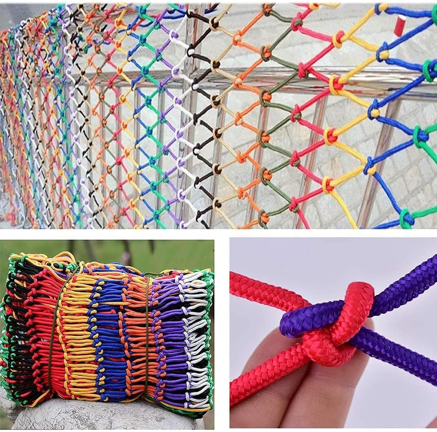 HXRW Rope Net Colorful Climbing Net Child Protection Net Climbing Cargo Net Truck Trailer Cargo Safety Protection Playground Sets for Backyards (Size : 2 * 2m(6.6 * 6.6ft))