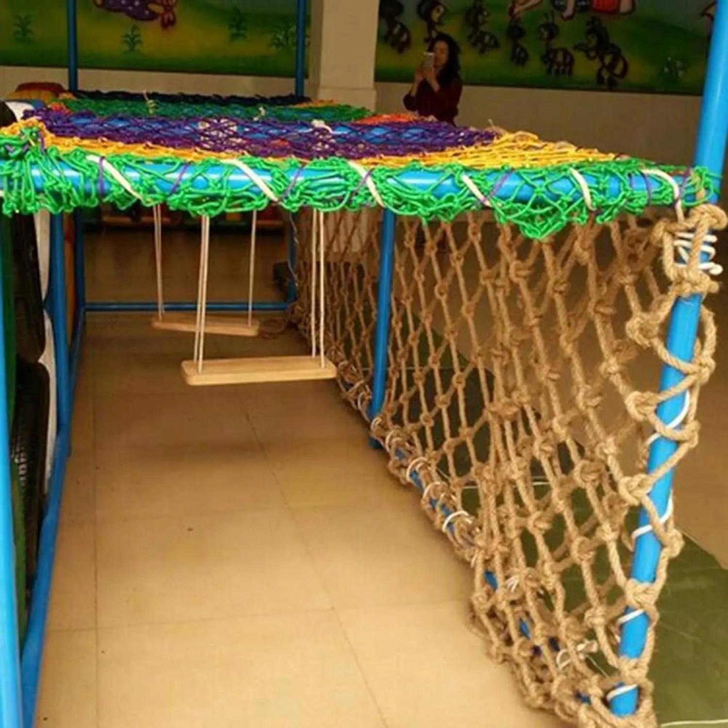 HXRW Rope Net Colorful Climbing Net Child Protection Net Climbing Cargo Net Truck Trailer Cargo Safety Protection Playground Sets for Backyards (Size : 2 * 2m(6.6 * 6.6ft))