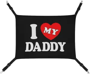 I Love My Daddy Cat Hanging Hammock Soft Breathable Pet Cage Dog Hammock with Adjustable Straps and Metal Hooks, 202403255