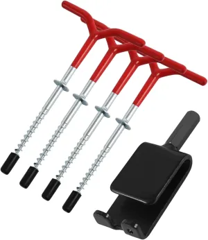 Ice Anchor Drill Adapter with 4 Pcs Ice Fishing Tent Stake Nails, Ice Shanty Anchors, Ice Fishing Anchor Tool Kit, Heavy Duty Ice Shelter Accessories, Reusable Shelter Anchor