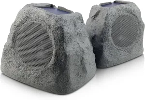 iHome iHRK-500S-PR Solar Powered Rechargeable Battery Powered Wireless All Weather Waterproof 5" Inch 30W Watt Pool Garden Outdoor Rock Speaker