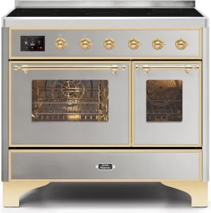 ILVE 40 Inch Majestic II Series Freestanding Electric Double Oven Range with 6 Elements, Triple Glass Cool Door, Convection Oven, TFT Oven Control Display and Child Lock