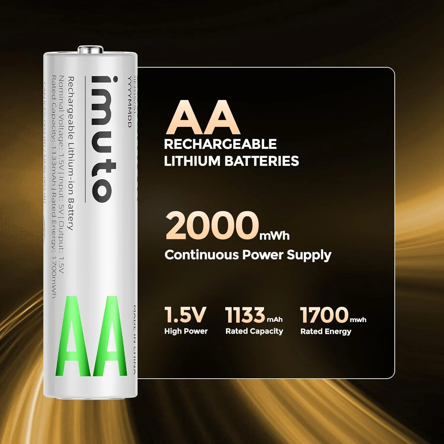 imuto Rechargeable aa Batteries with Charger, 2000mWh aa Lithium Batteries 8 Pack, 8 Slot Slim Lithium aa Battery Charger, 1.5V 2A Output, 1600  Cycle Life LiFePO4 Batteries, 1.8H Fast Charging