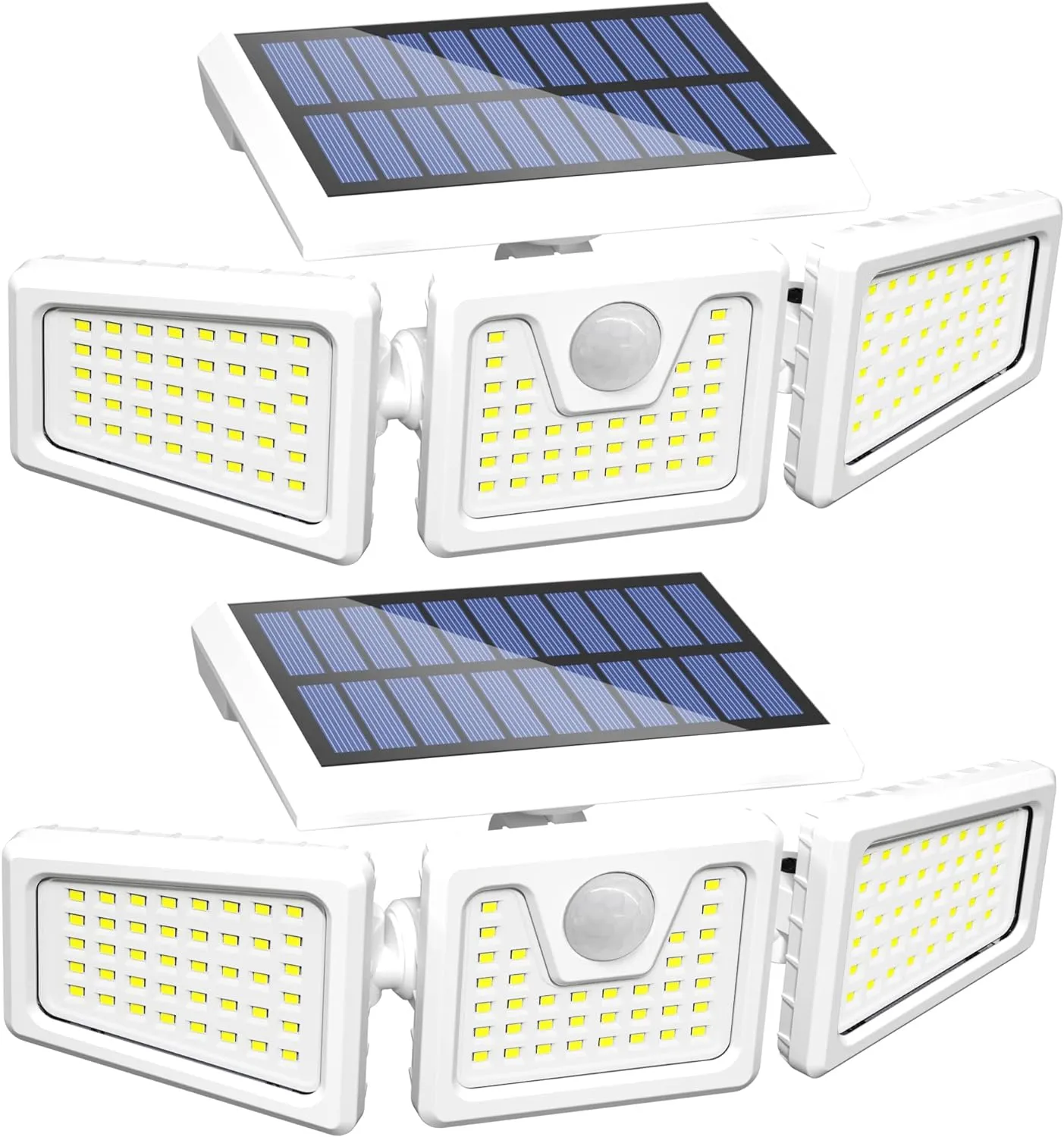 INCX 156 LED Solar Motion Lights Outdoor 2 Pack, 3 Heads Solar Security Lights with Motion Sensor IP65 Waterproof, Flood Lights for Wall, Patio, Garden, Porch, Garage White