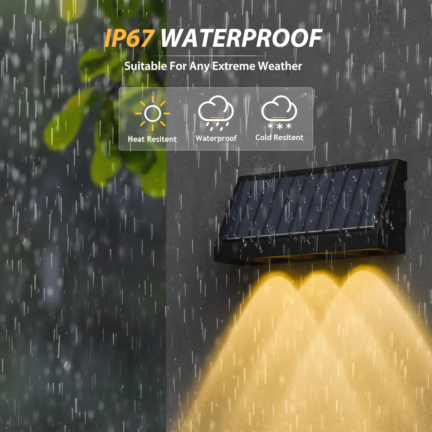 INCX Solar Fence Lights Outdoor Waterproof, 8 Pack 3 LEDs Fence Lights Solar Powered with 1500mAh Battery, Auto On/Off Outdoor Decor for Porch, Wall, Patio, Backyard, Deck(Warm White)