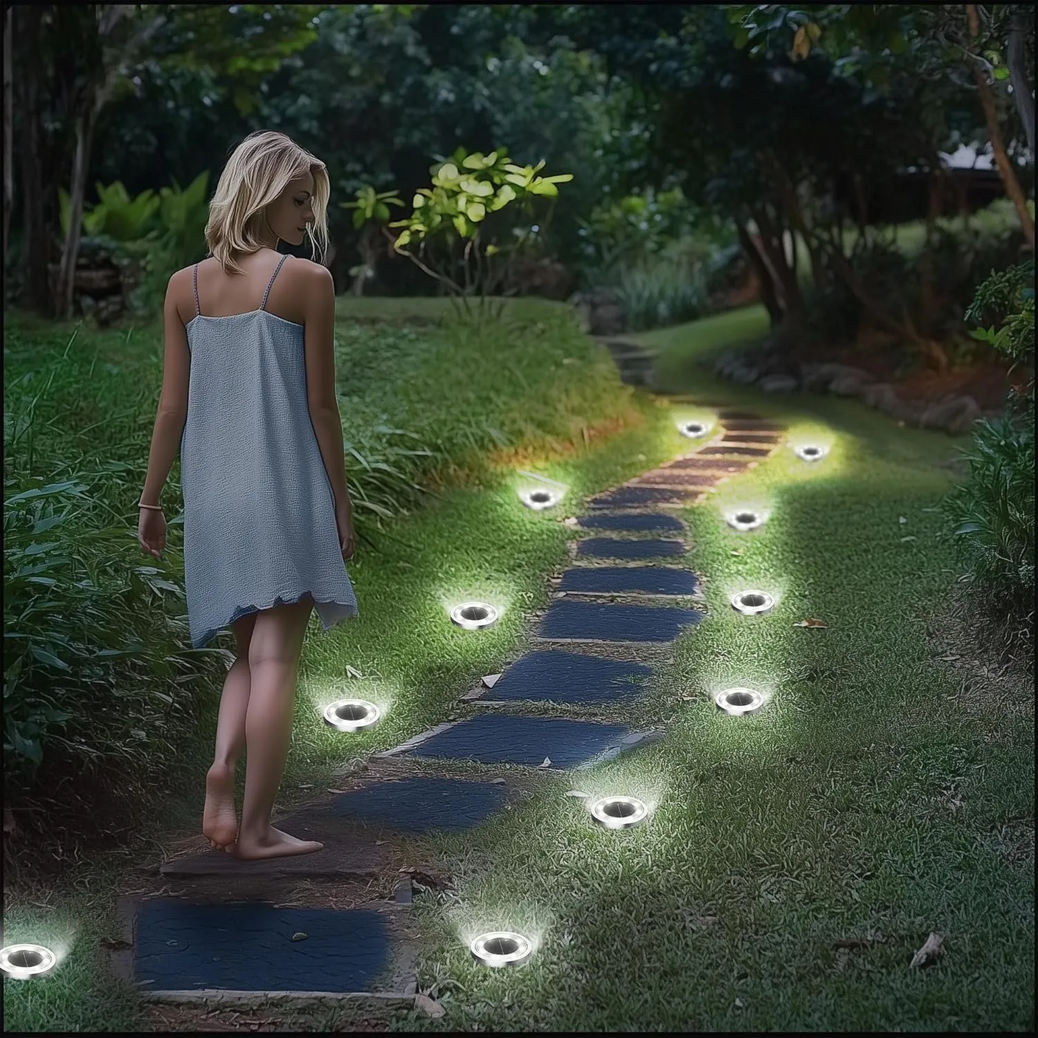 INCX Solar Ground Lights,20 Pack Solar Lights Outdoor Waterproof, Solar Garden Lights Landscape Lighting for Patio Pathway Lawn Yard Deck Driveway Walkway, Cold White