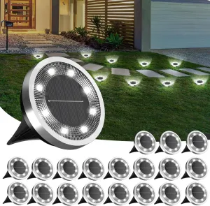 INCX Solar Ground Lights,20 Pack Solar Lights Outdoor Waterproof, Solar Garden Lights Landscape Lighting for Patio Pathway Lawn Yard Deck Driveway Walkway, Cold White