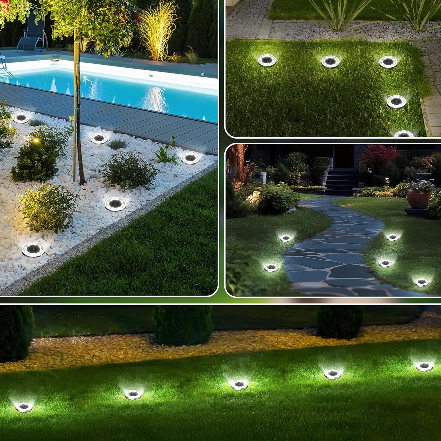 INCX Solar Ground Lights,20 Pack Solar Lights Outdoor Waterproof, Solar Garden Lights Landscape Lighting for Patio Pathway Lawn Yard Deck Driveway Walkway, Cold White