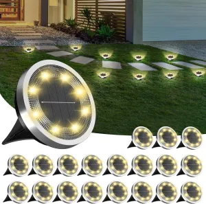 INCX Solar Ground Lights,20 Pack Solar Lights Outdoor Waterproof, Solar Garden Lights Landscape Lighting for Patio Pathway Lawn Yard Deck Driveway Walkway, Warm White