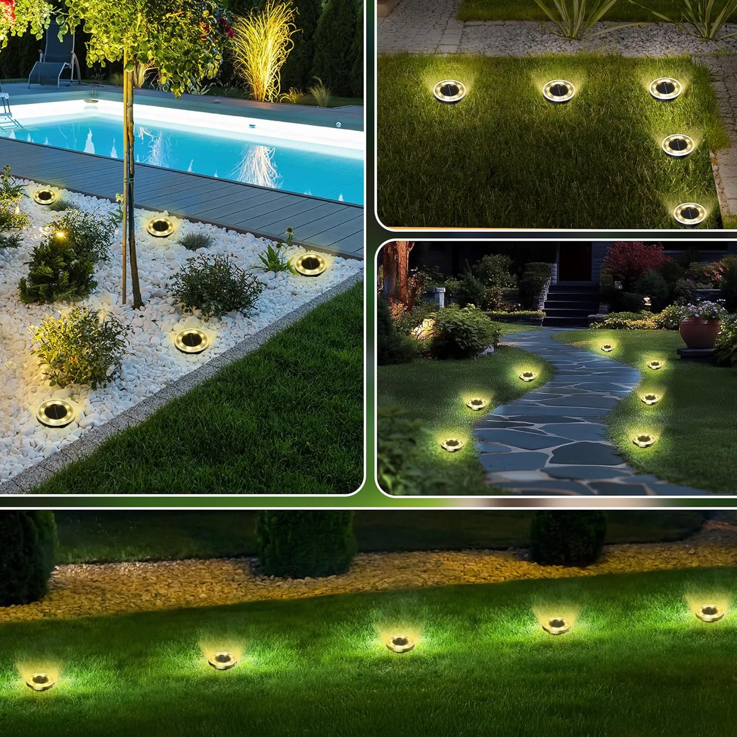 INCX Solar Ground Lights,20 Pack Solar Lights Outdoor Waterproof, Solar Garden Lights Landscape Lighting for Patio Pathway Lawn Yard Deck Driveway Walkway, Warm White