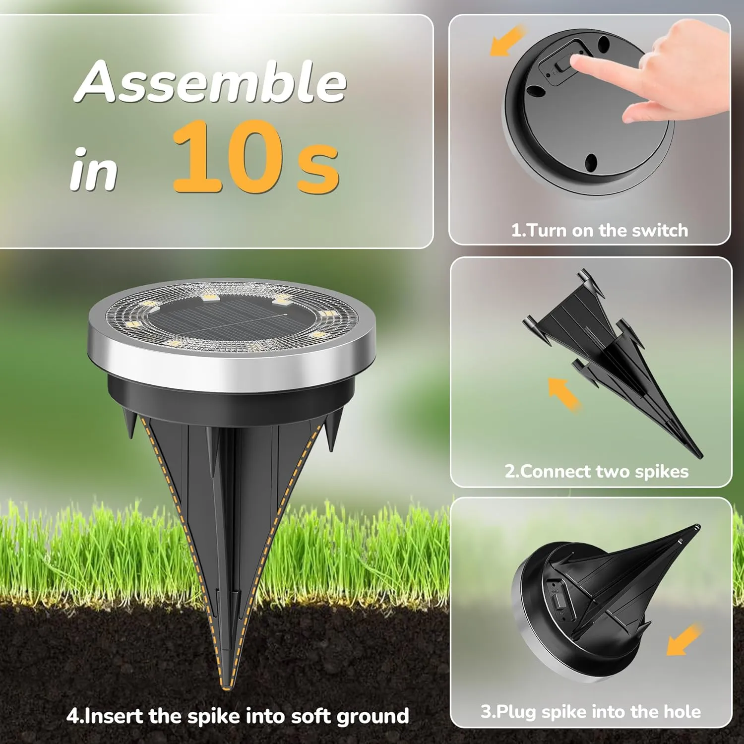 INCX Solar Ground Lights,20 Pack Solar Lights Outdoor Waterproof, Solar Garden Lights Landscape Lighting for Patio Pathway Lawn Yard Deck Driveway Walkway, Warm White