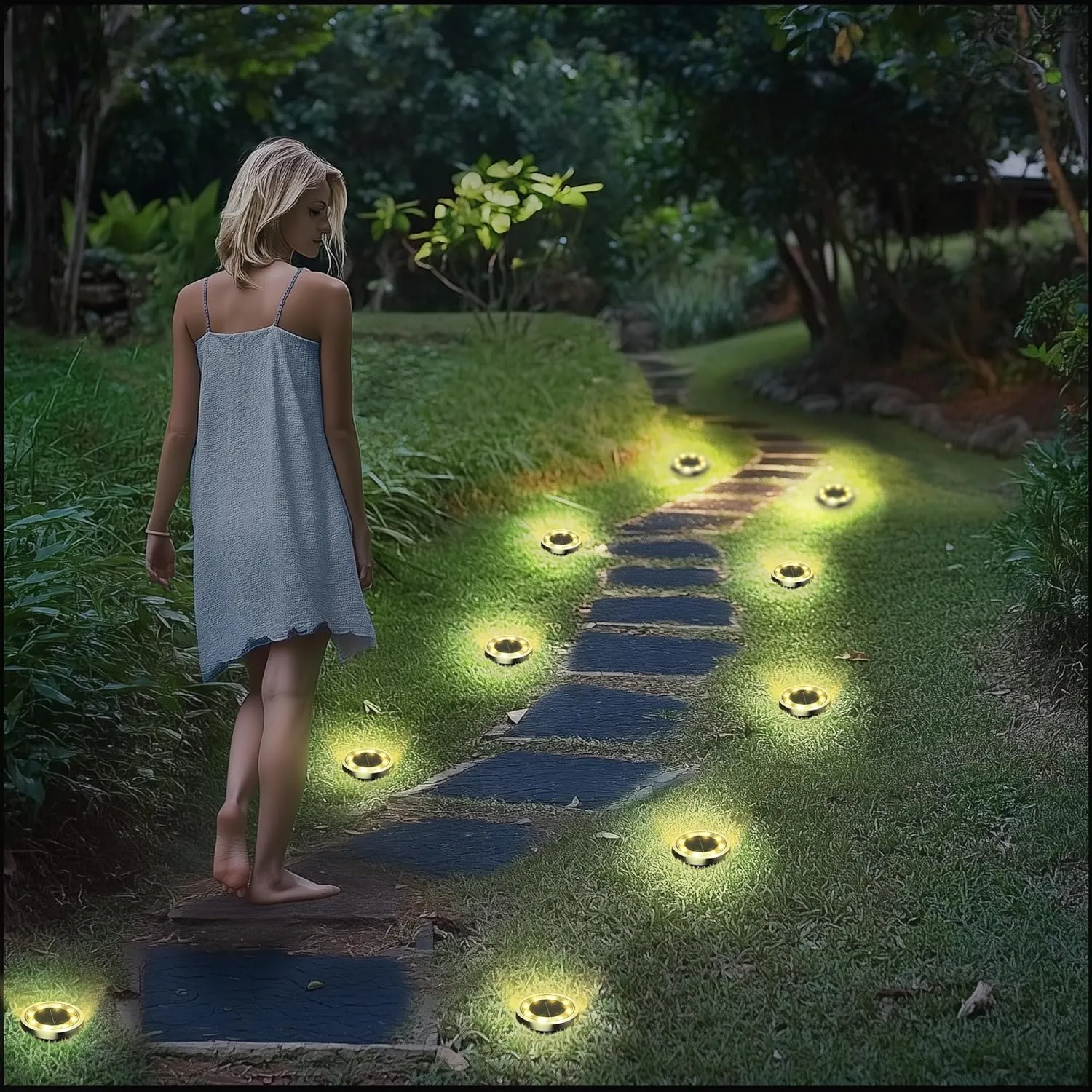 INCX Solar Ground Lights,20 Pack Solar Lights Outdoor Waterproof, Solar Garden Lights Landscape Lighting for Patio Pathway Lawn Yard Deck Driveway Walkway, Warm White