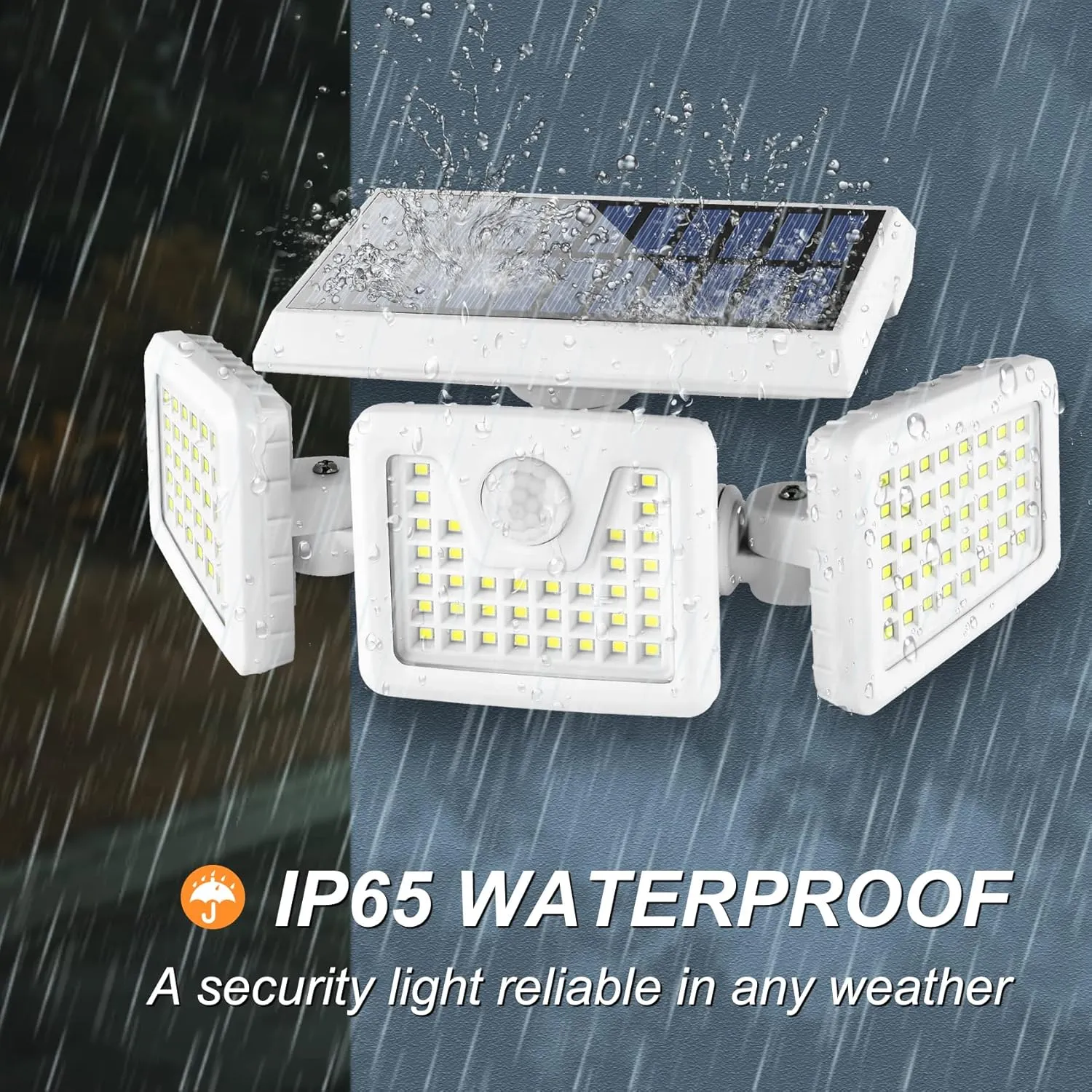 INCX Solar Lights Outdoor with Motion Sensor, 3 Heads Security Lights Solar Powered, 156 LED Flood Light Motion Detected Spotlight for Garage Yard Entryways Patio, IP65 Waterproof, White, 4 Pack