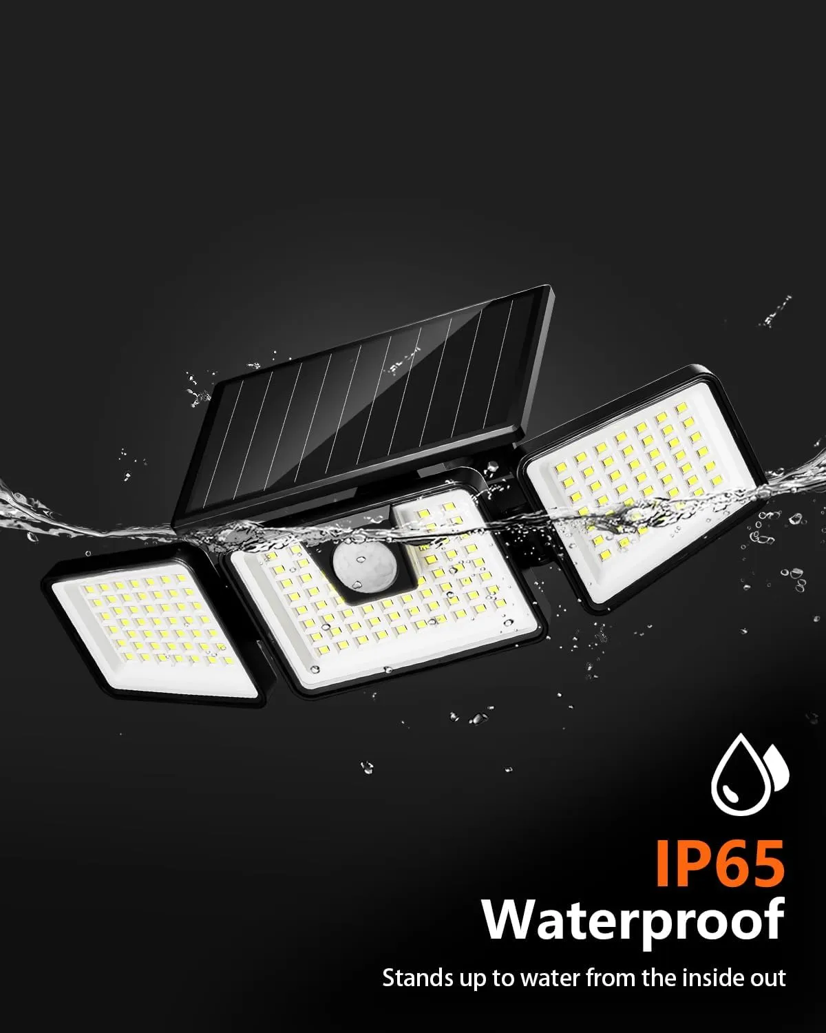 INCX Solar Motion Sensor Lights Outdoor, 3 Heads Security Lights Solar Powered, 156 LED Flood Light Motion Detected Spotlight for Patio Yard Garage Entryways, IP65 Waterproof 1 Pack