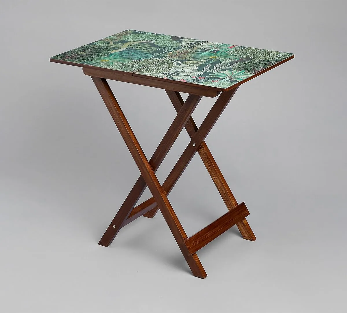 India Circus by Krsnaa Mehta Animalia Creations Wooden Stool End Table for Living Room, Bedroom,Small Space Furniture | Multi-Purpose Nightstand Coffee Folding Portable Sofa Bed Side Table