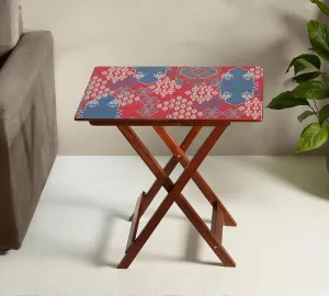 India Circus by Krsnaa Mehta Animalia Creations Wooden Stool End Table for Living Room, Bedroom,Small Space Furniture | Multi-Purpose Nightstand Coffee Folding Portable Sofa Bed Side Table