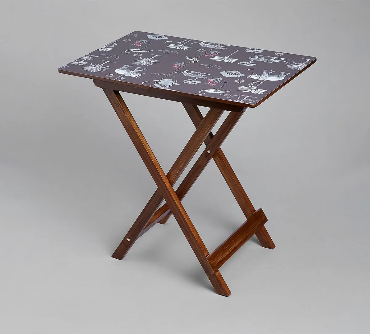India Circus by Krsnaa Mehta Animalia Creations Wooden Stool End Table for Living Room, Bedroom,Small Space Furniture | Multi-Purpose Nightstand Coffee Folding Portable Sofa Bed Side Table