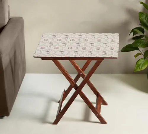 India Circus by Krsnaa Mehta Animalia Creations Wooden Stool End Table for Living Room, Bedroom,Small Space Furniture | Multi-Purpose Nightstand Coffee Folding Portable Sofa Bed Side Table