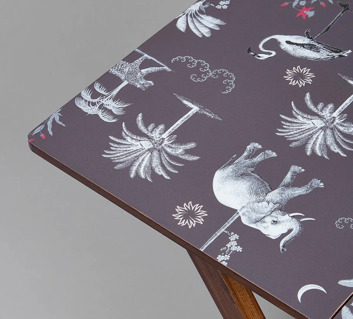 India Circus by Krsnaa Mehta Animalia Creations Wooden Stool End Table for Living Room, Bedroom,Small Space Furniture | Multi-Purpose Nightstand Coffee Folding Portable Sofa Bed Side Table
