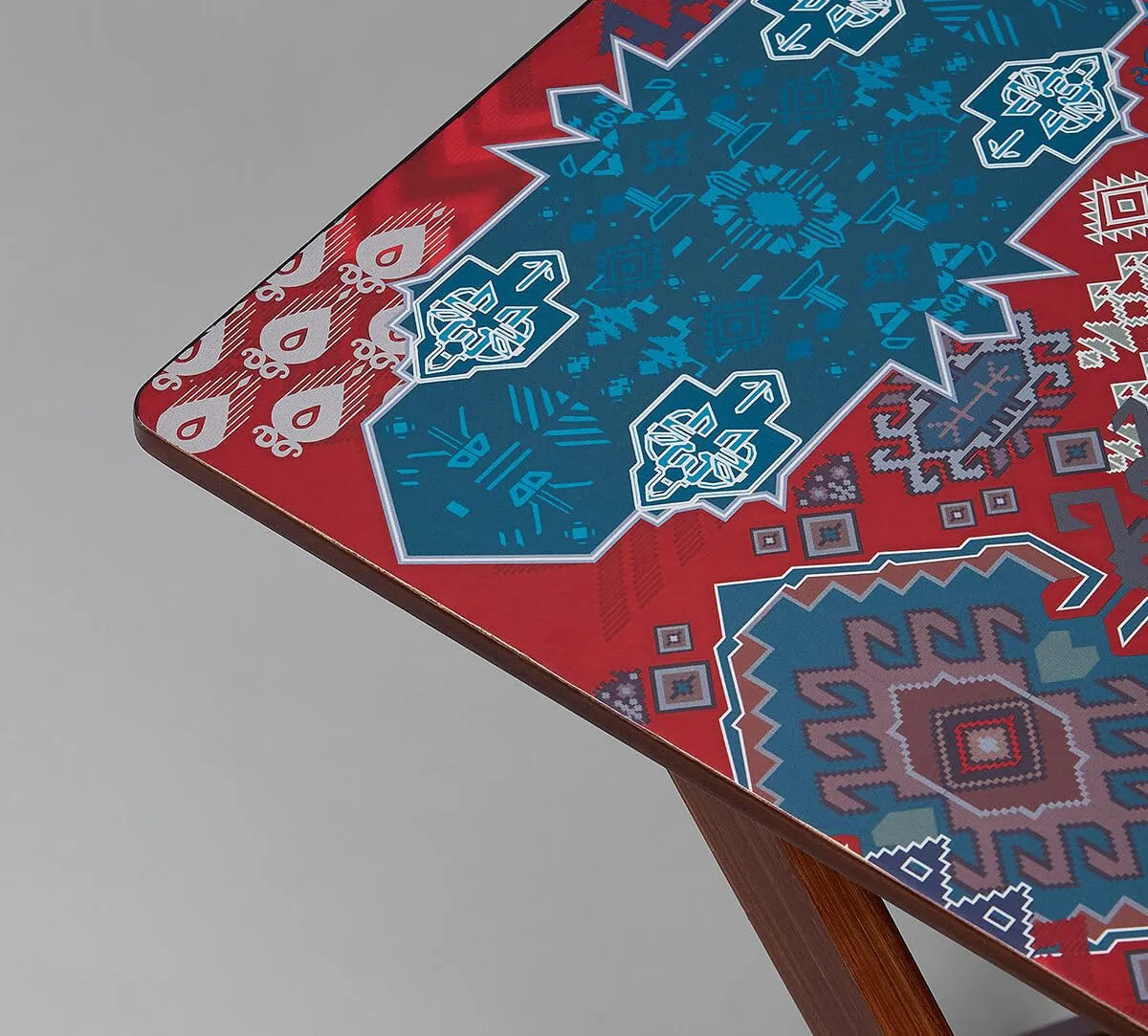 India Circus by Krsnaa Mehta Animalia Creations Wooden Stool End Table for Living Room, Bedroom,Small Space Furniture | Multi-Purpose Nightstand Coffee Folding Portable Sofa Bed Side Table