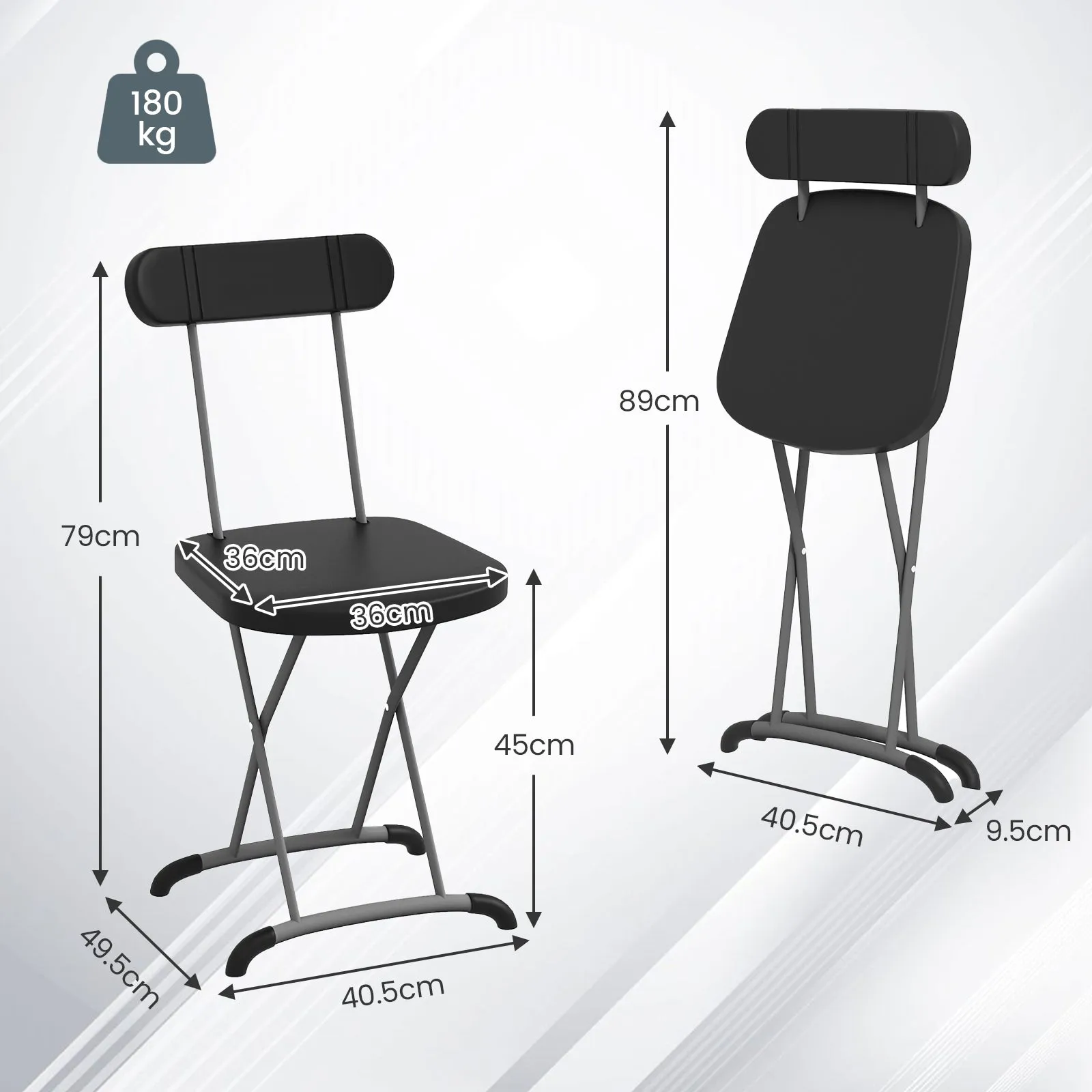 Indoor and Outdoor Metal Folding Stool with Sturdy Frame and Ergonomic Backrest
