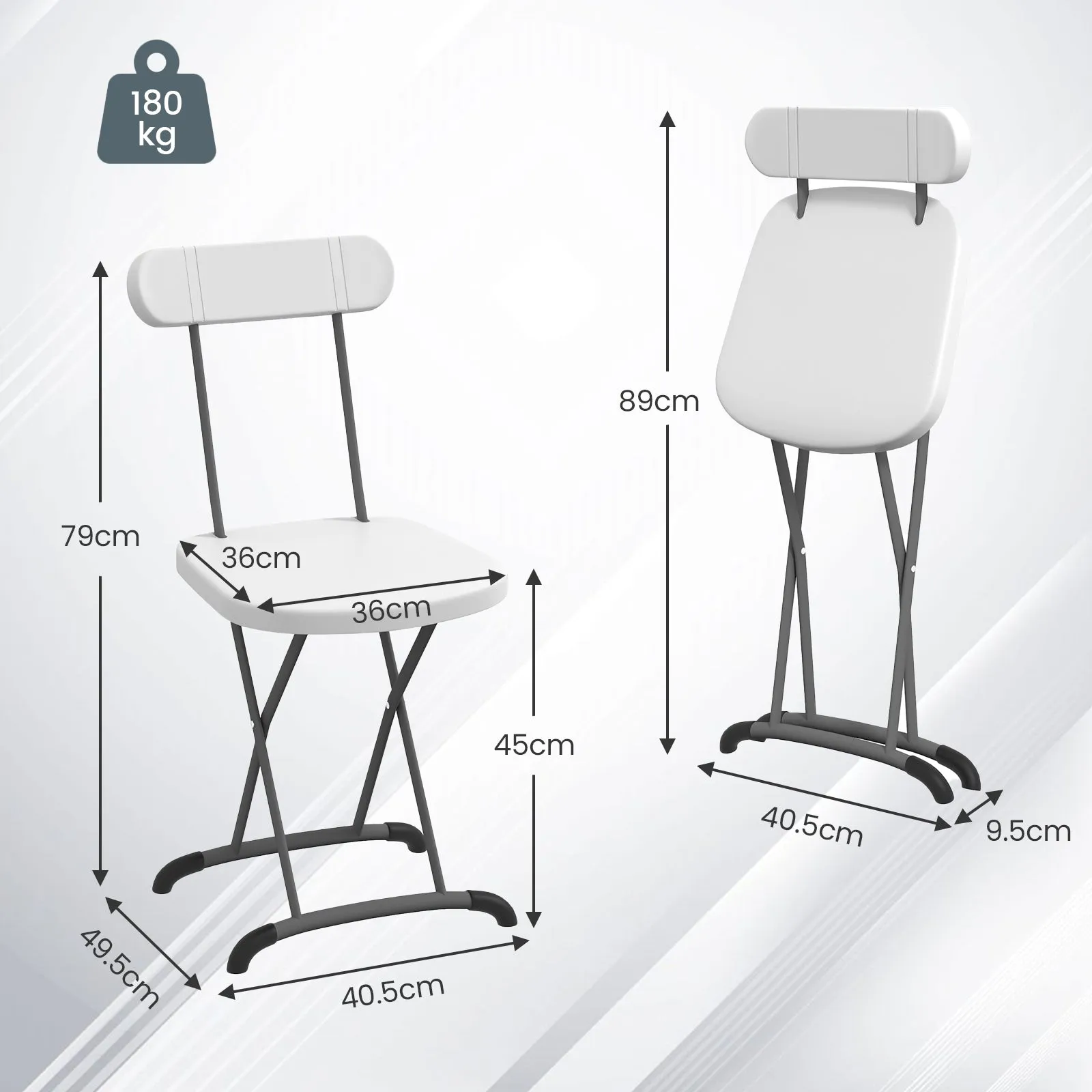 Indoor and Outdoor Metal Folding Stool with Sturdy Frame and Ergonomic Backrest