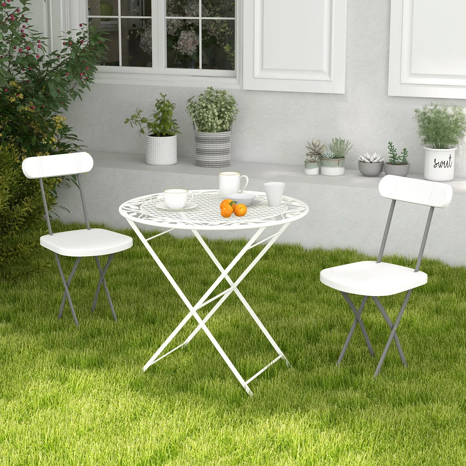 Indoor and Outdoor Metal Folding Stool with Sturdy Frame and Ergonomic Backrest