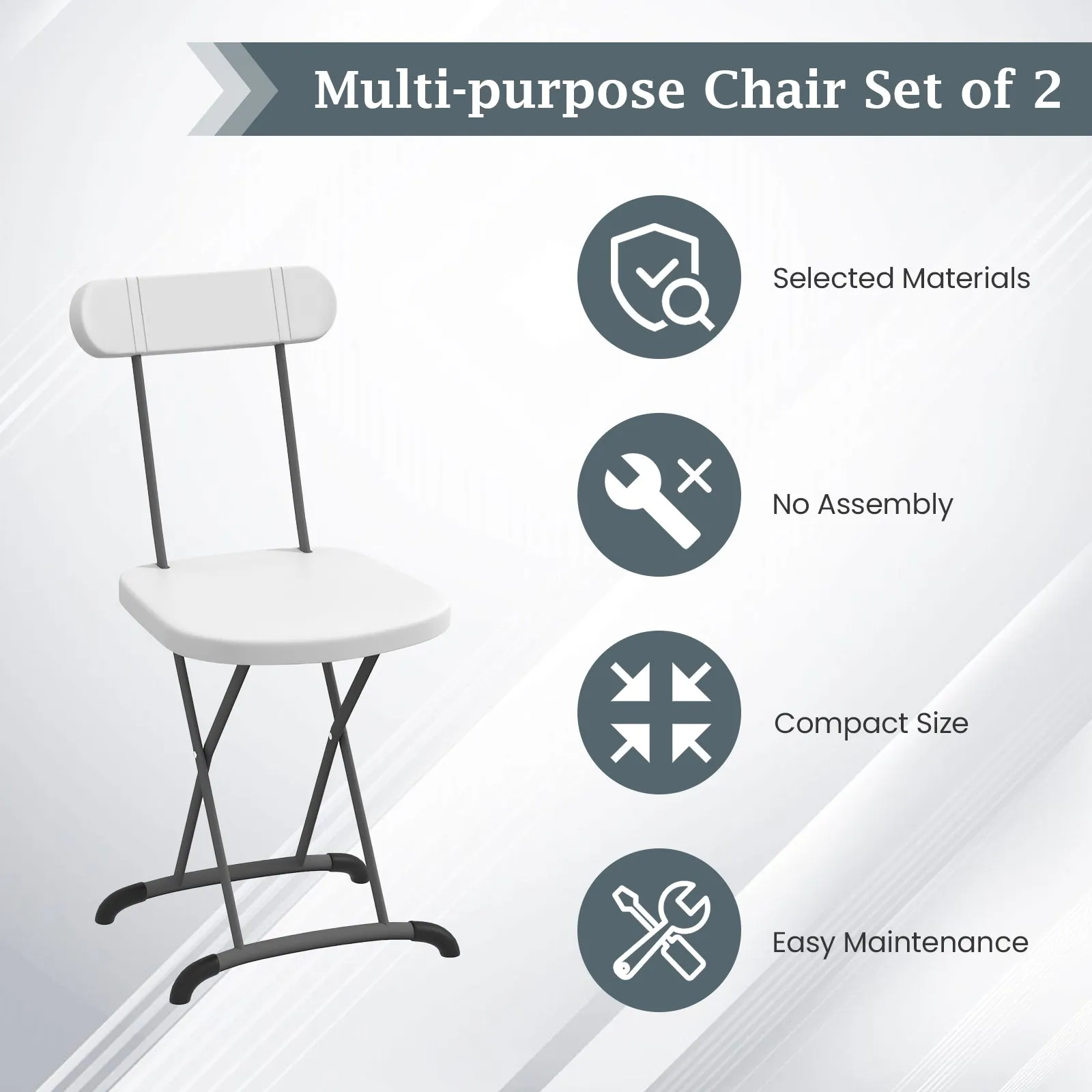 Indoor and Outdoor Metal Folding Stool with Sturdy Frame and Ergonomic Backrest