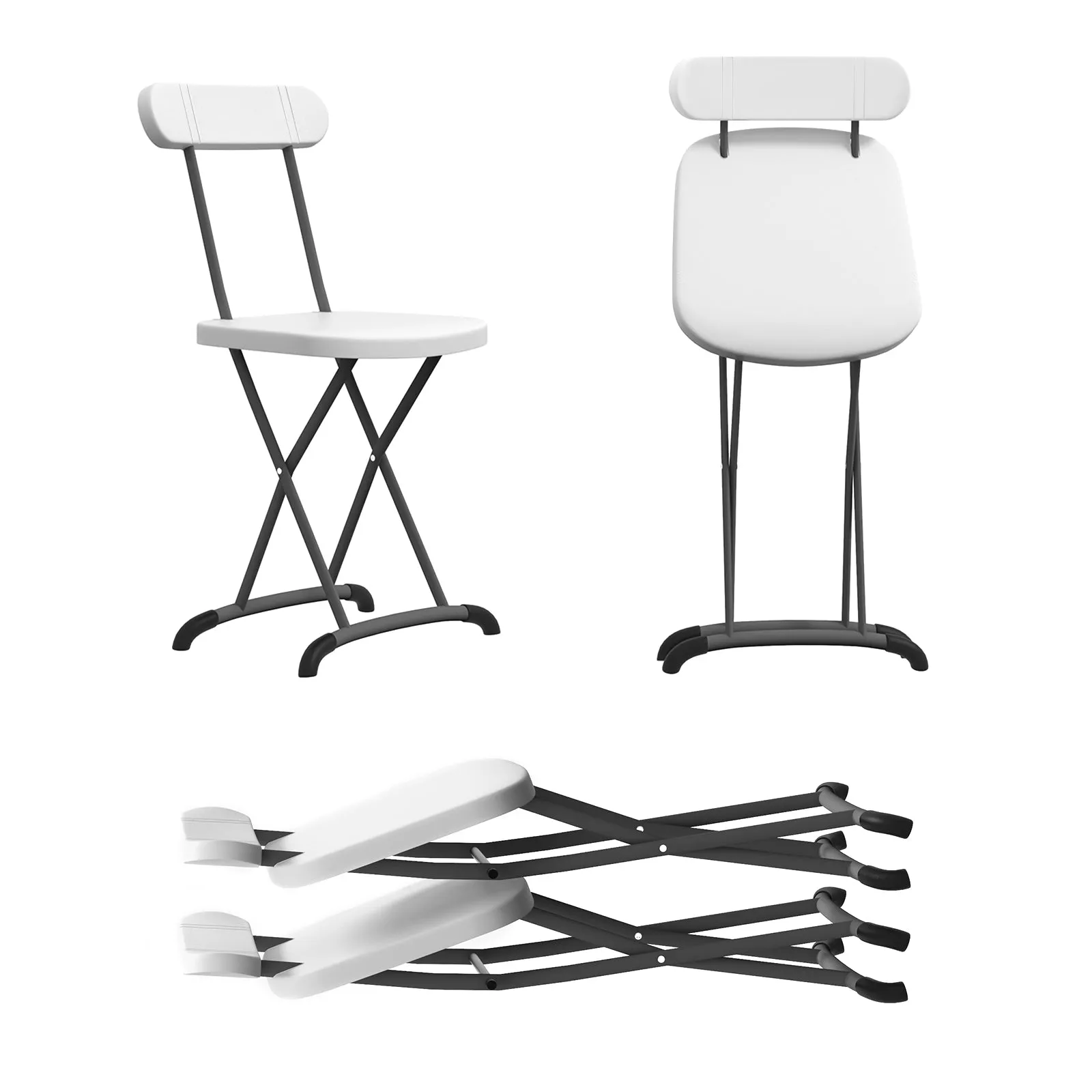Indoor and Outdoor Metal Folding Stool with Sturdy Frame and Ergonomic Backrest