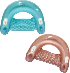 Inflatable Pool Chair Float (2 Pack) Pool Floats Adult Size with Drink & Phone Holder - Heavy Duty Lounger Floating Recliner Blow Up Floaties Water Floaty Lake Beach Tanning Float
